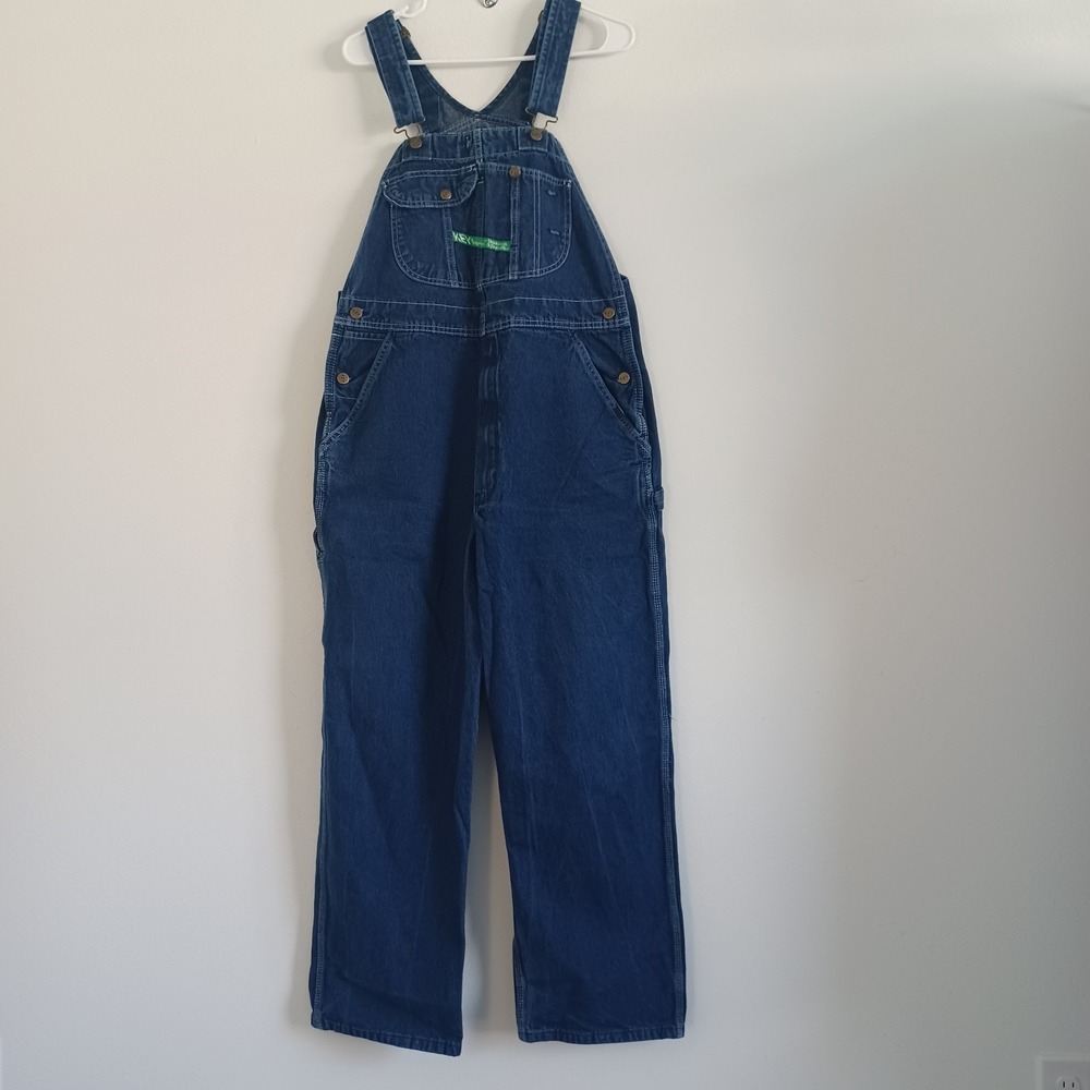 Key Imperial Bib Overalls Mens 38x30 Carpenter Farmer Work Blue Denim Adjustable